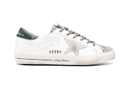 Pre-owned Golden Goose Superstar Love Forever (women's) Sneakers In White/silver/green