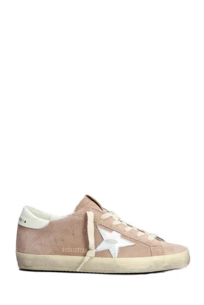 Golden Goose Superstar Suede Embroidered Low-top Sneakers In Pink
