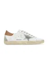 Golden Goose Super-star Sneakers With Ice-gray Suede Star And Light Brown Heel Tab Shoes In White