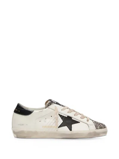 Golden Goose Super-star Ltd In White Leather With Black Star And Pony Skin Details Sneakers In Multi