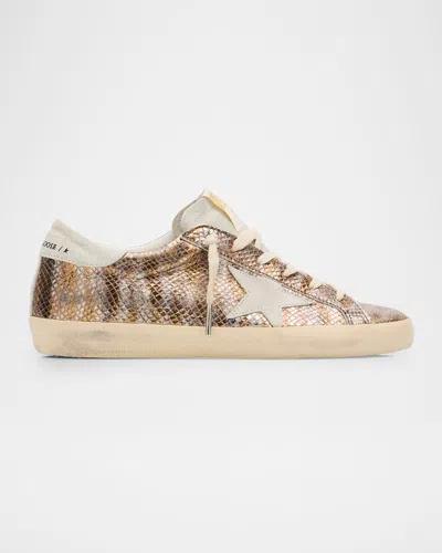 GOLDEN GOOSE SUPERSTAR METALLIC EMBOSSED LOW-TOP SNEAKERS