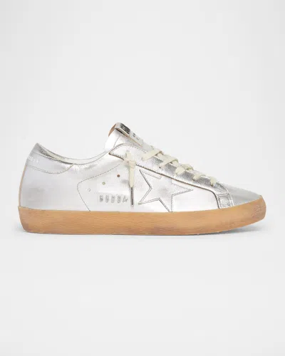 Golden Goose Superstar Metallic Leather Low-top Sneakers In Silver