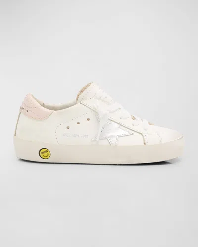Golden Goose Kids' Superstar Mixed Leather Low-top Sneakers, Baby/toddlers In White/pink