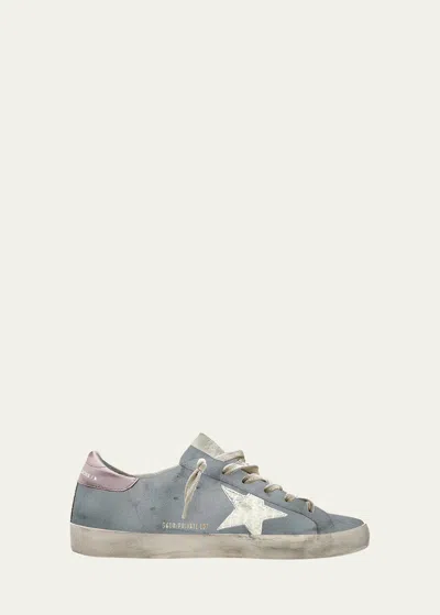 Golden Goose Superstar Mixed Leather Low-top Sneakers In Silver Blue Butte