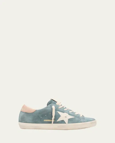 Golden Goose Superstar Mixed Leather Low-top Sneakers In Silver Blue Butter Rose Dust