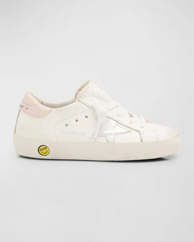 Golden Goose Kids' Superstar W Pearlized Leather Star In White/pink