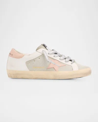 Golden Goose Superstar Mixed Leather Low-top Sneakers In Whitepinkbeige