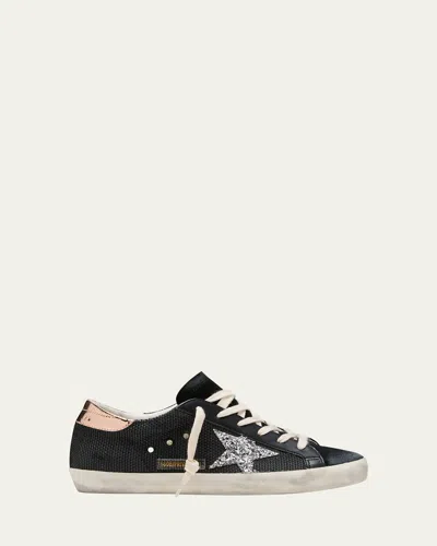 Golden Goose Superstar Net Leather Glitter Low-top Sneakers In Black
