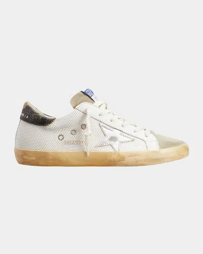 Golden Goose Superstar Net Leather Low-top Sneakers In Whitetaupesilverblack