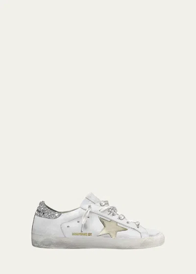 Golden Goose Superstar Pearly Glitter Low-top Sneakers In White Silver Platinum
