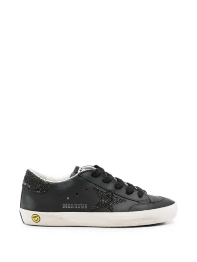 Golden Goose Kids' Super-star Penstar Glitter-detail Sneakers In Black