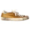 Golden Goose Superstar Perforated Sneakers In Gold Leather In Gold