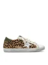Golden Goose Soul-star Distressed Leather-trimmed Leopard-print Calf Hair Sneakers In Nude & Neutrals