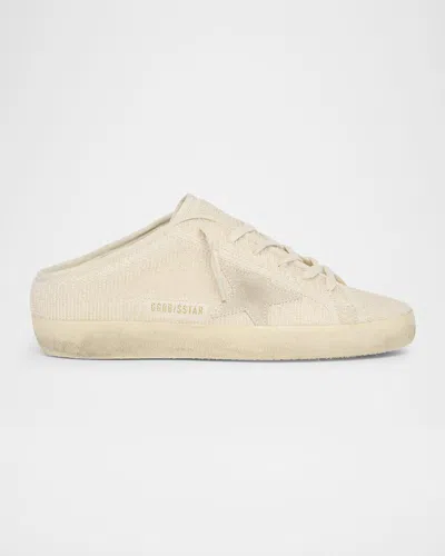 Golden Goose Super-star Sabot Beaded Suede Slide Sneakers In Gold Eggnog