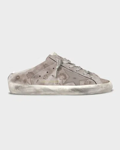 Golden Goose Super-star Sabot Embroidered Suede Slide Sneakers In Brown