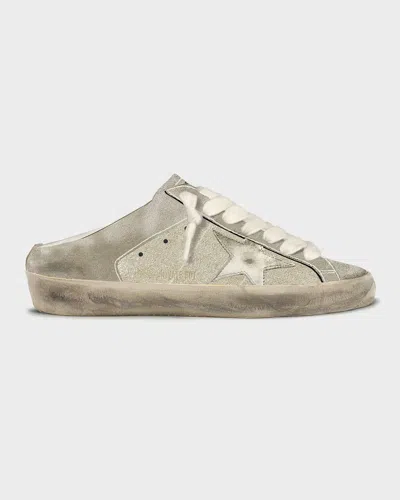 Golden Goose Super-star Sabot Glitter Suede Slide Sneakers In Neutral