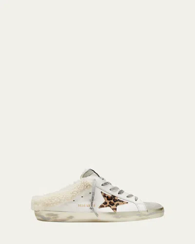 GOLDEN GOOSE SUPERSTAR SABOT LEATHER SHEARLING SNEAKERS