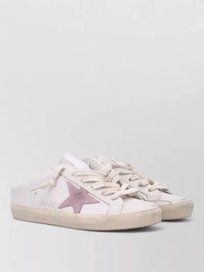 Golden Goose Super-star Sabot Distressed Leather Slip-on Sneakers In White