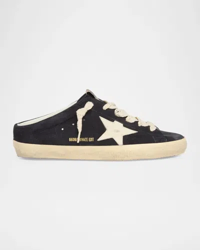 Golden Goose Super-star Sabot Suede Slide Sneakers In Black