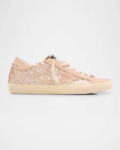 Golden Goose Superstar Sequin Suede Low-top Sneakers In Light Pinklight Beige