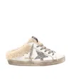 Golden Goose Superstar Shearling-lined Lace-up Trainers In Nude