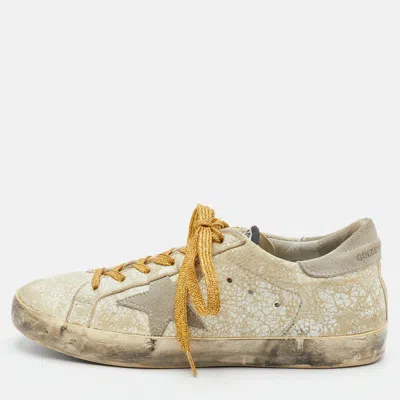 Pre-owned Golden Goose Superstar Size 38 Off White/grey Suede Low Top Sneakers