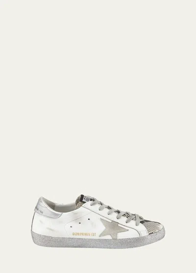 Golden Goose Superstar Snake-print And Glitter Sneakers In Multicolor