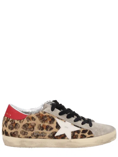 Golden Goose Super-star Leopard Horsy Sneakers With Leather Star And Heel Tab In Multi