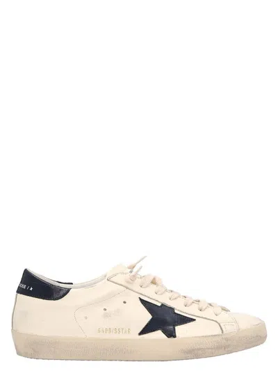 Golden Goose Super-star Leather Trainers With Logo Patch On The Side In Cream