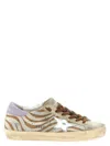 Golden Goose Super-star Zebra Horsy Upper Suede Toe And Heel Laminated Star Sneakers Multicolor In Neutral