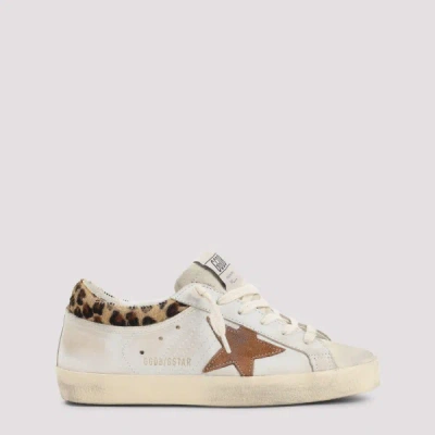 Golden Goose Super Star Leather Upper Horsy Leo Printed Collar Suede Star Sneakers White In Neutral