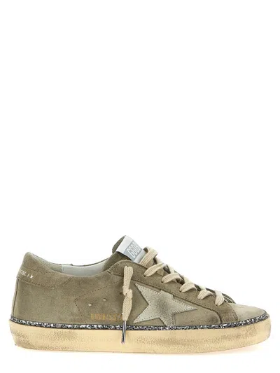 Golden Goose Suede Glitter Trim Star Sneakers In Green