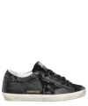 Golden Goose Textured Star Design Sneakers With Sparkling Accents In Black