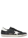 Golden Goose 'super-star' Black Low Top Sneakers With Logo Patch And Suede Details In Leather Man In Black