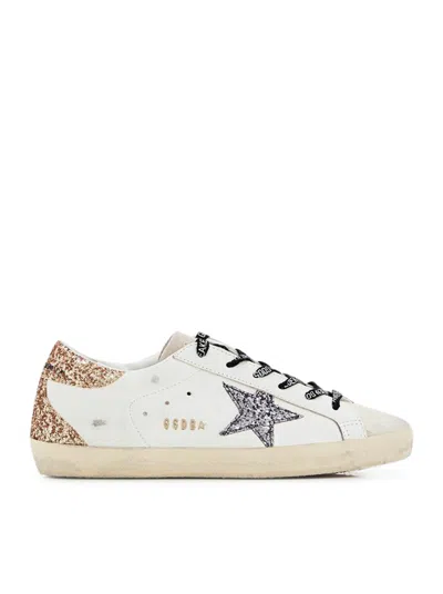 Golden Goose Super-star Sneakers In Leather And Glitter In Multi