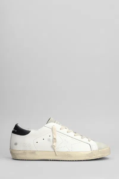 Golden Goose Superstar Mixed Leather Low-top Sneakers In Whitedark Blue