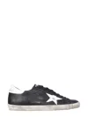 Golden Goose 'super-star' Black Low Top Sneakers With Logo Patch And Suede Details In Leather Man In Multi