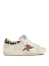 Golden Goose Super-star Sneakers In Suede With Worn Effect And Leopard Print Hairy Cow In Multi