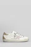Golden Goose Deluxe Brand Premium White Leather Sneakers With Glitter Accents In White