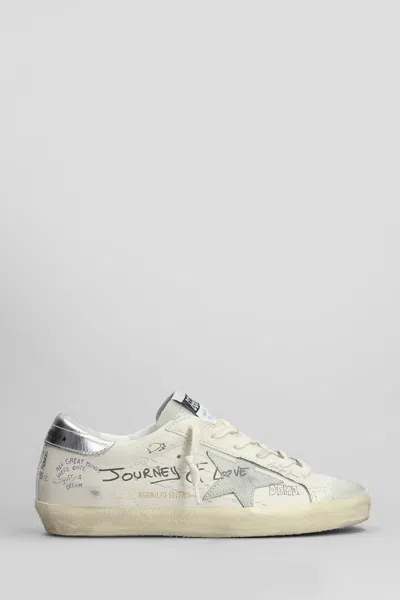 Golden Goose Distressed Leather Sneakers With Contrasting Heel Detail In Neutrals