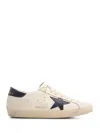 Golden Goose Men 'super-star' White Low Top Sneakers With Embossed Logo And Contrasting Heel Tab In In Multi