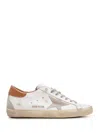 Golden Goose Super-star Sneakers With Ice-gray Suede Star And Light Brown Heel Tab Shoes In White