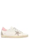 Golden Goose Super-star Sneakers In Nappa Leather With Suede Star And Pink Leather Heel Tab Shoes In White