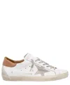 Golden Goose Super-star Sneakers With Ice-gray Suede Star And Light Brown Heel Tab Shoes In White