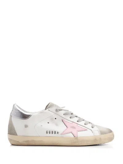 Golden Goose Superstar Sneakers With Pink Star In White