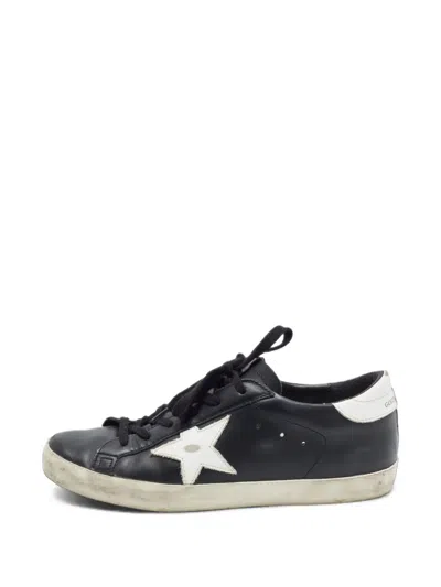 Pre-owned Golden Goose Superstar Star-patch Sneakers In Black