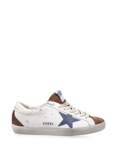 Golden Goose Brown Suede Blue Star Silk-nylon Low-top Sneakers In White