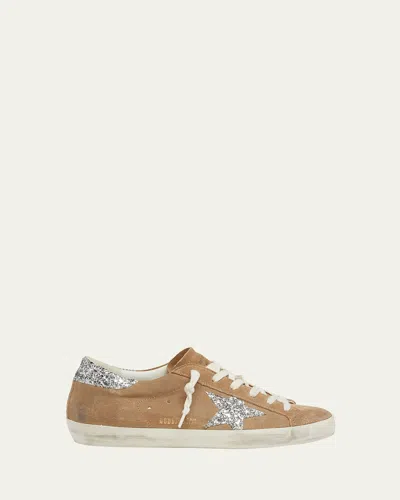 Golden Goose Superstar Suede Glitter Low-top Sneakers In Brown