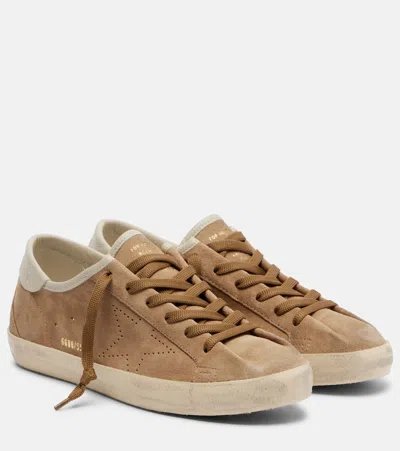 Golden Goose Super-star Leather-trimmed Suede Sneakers In Brown
