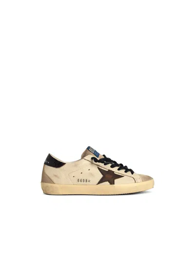 Golden Goose 'superstar' White Leather Sneakers Men In Brown